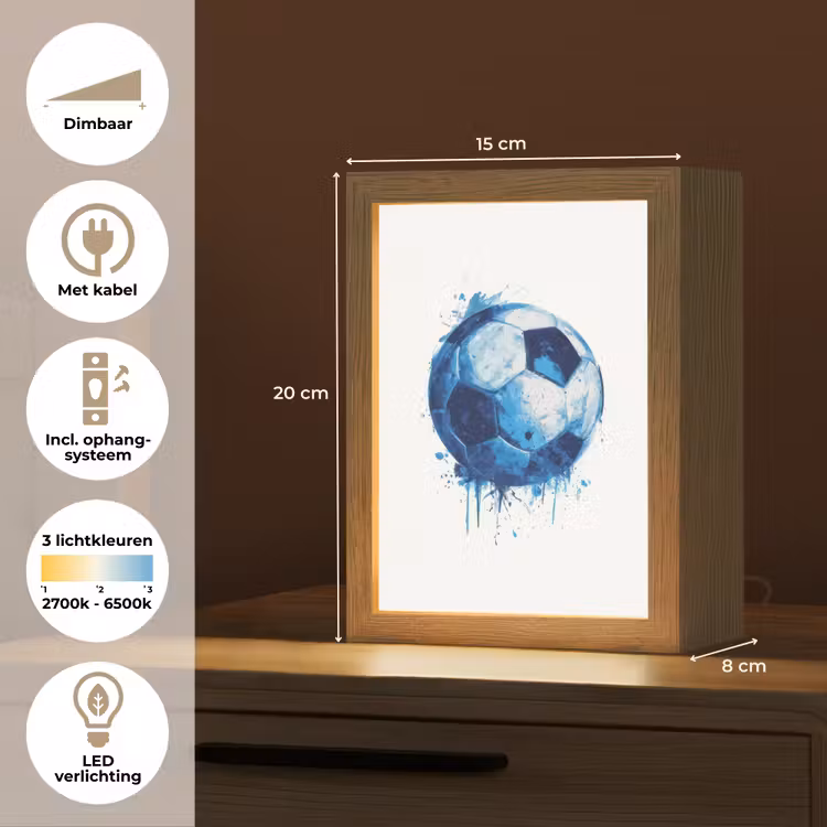 Nachtlampje - Voetbal - Blauw - Inkt - Spatten — 8
