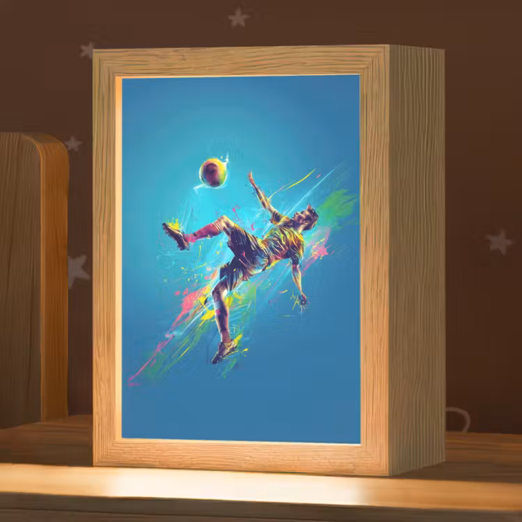 Nachtlampje - Voetballer - Verfspatten - Kleurrijk - Bal — 1
