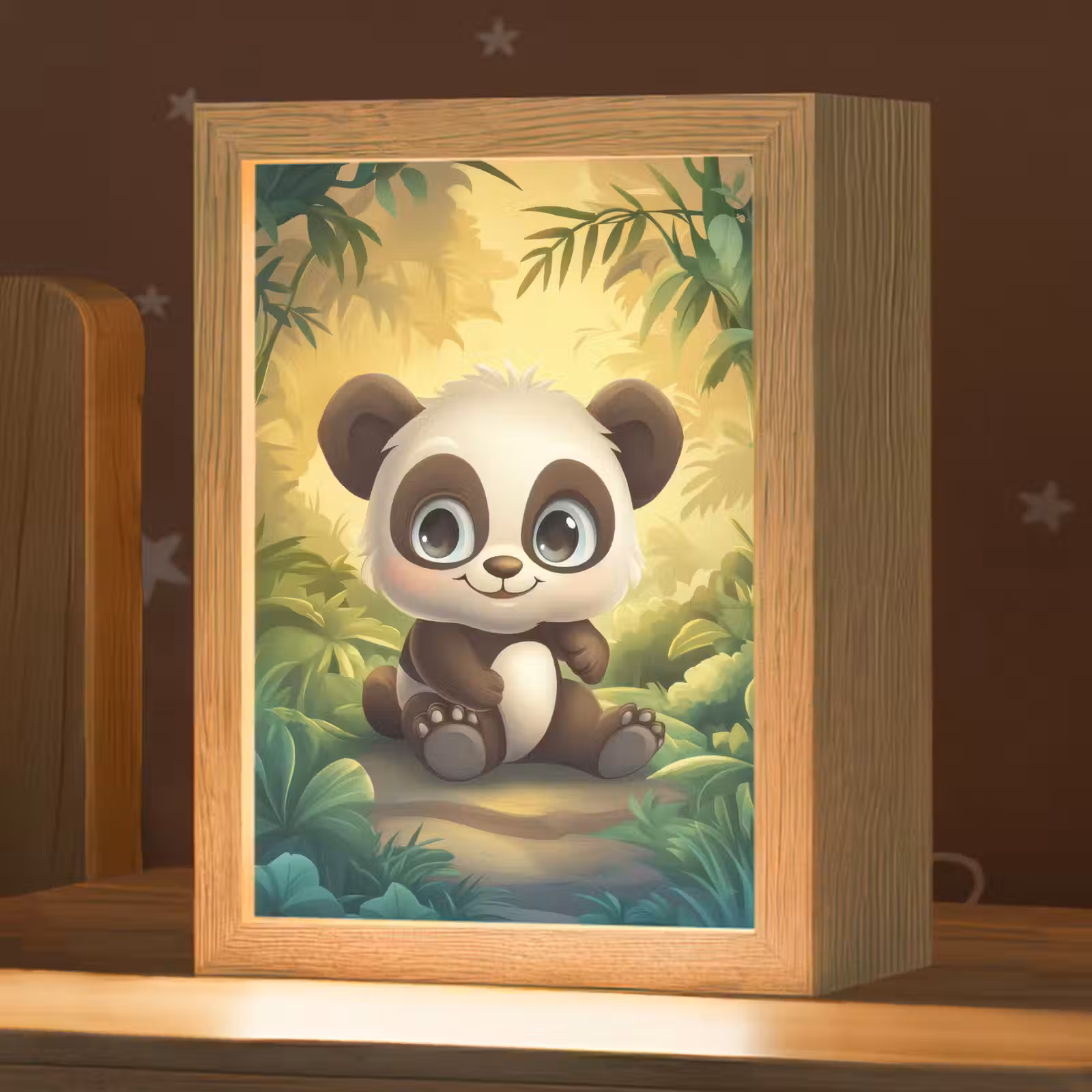 Nachtlampje - Panda - Cartoon - Bamboebos - Zwart — 1