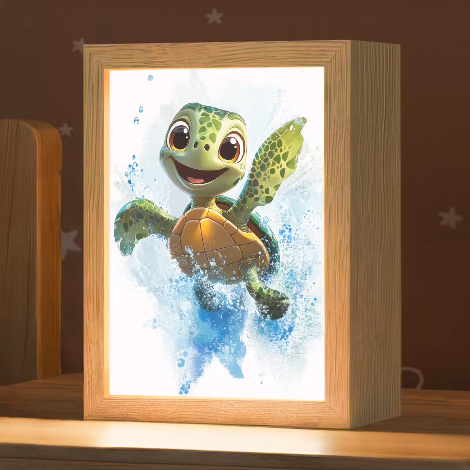 Nachtlampje - Schildpad - Cartoon - Water - Groen — 1