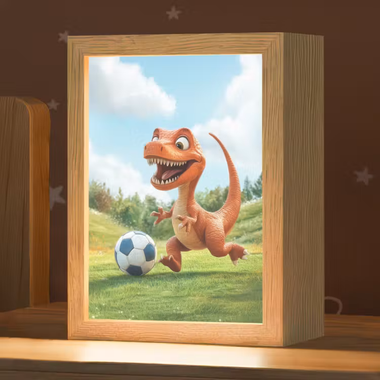 Nachtlampje - Dinosaurus - Oranje - Cartoon - Voetbal — 1