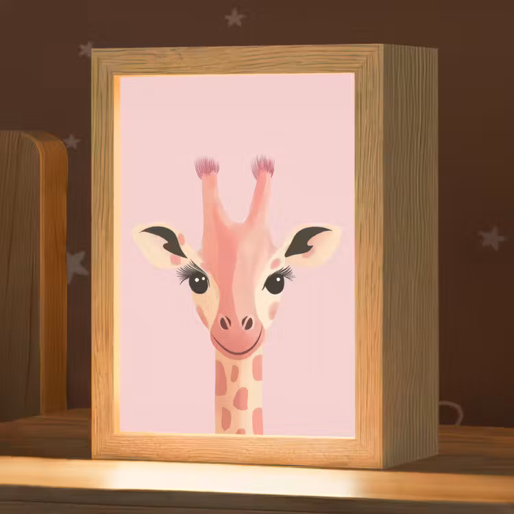 Nachtlampje - Giraffe - Illustratie - Roze — 1