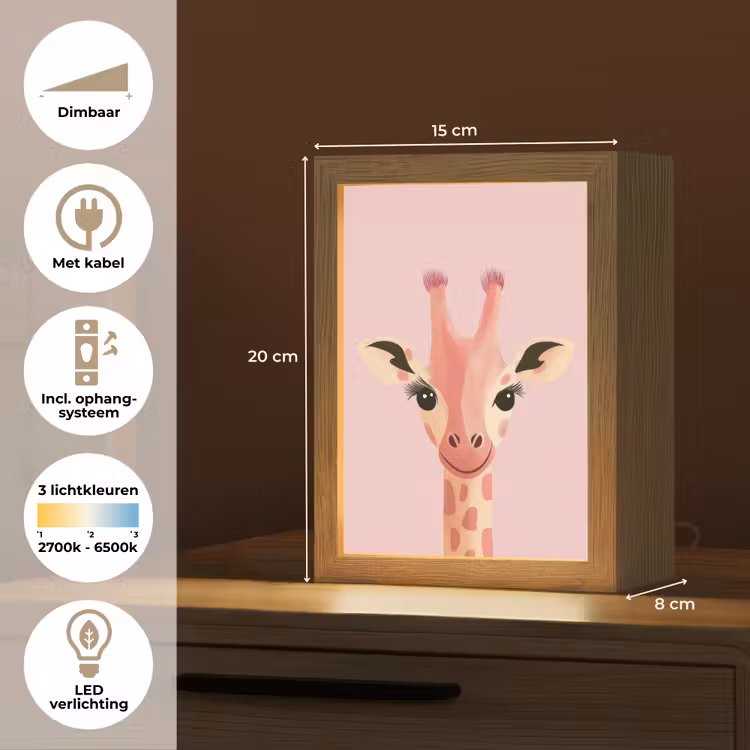 Nachtlampje - Giraffe - Illustratie - Roze — 8