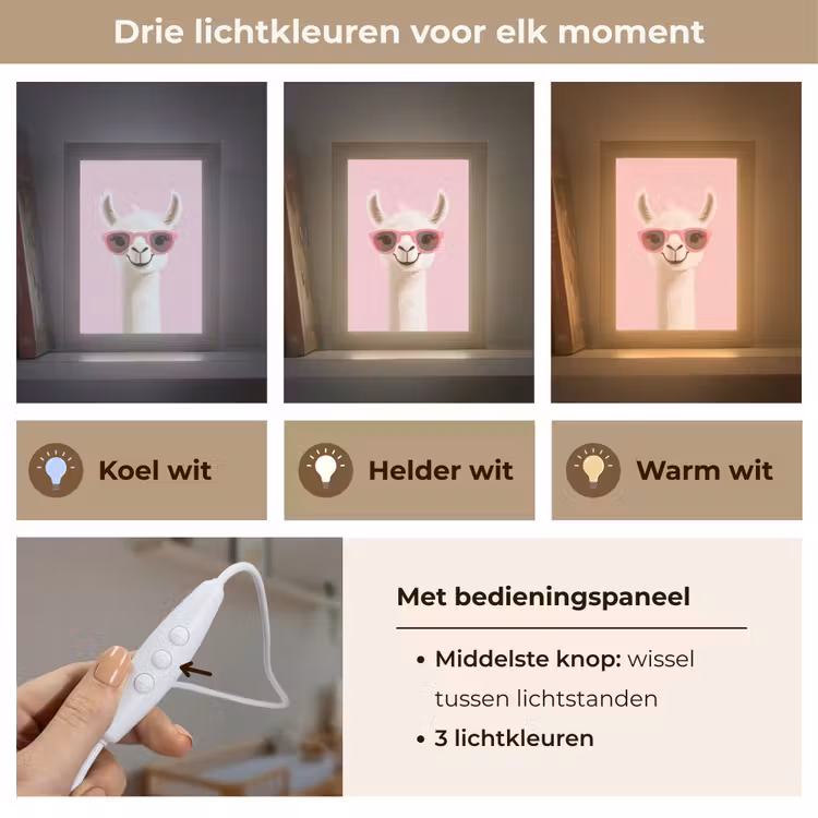 Nachtlampje - Lama - Zonnebril - Roze — 7