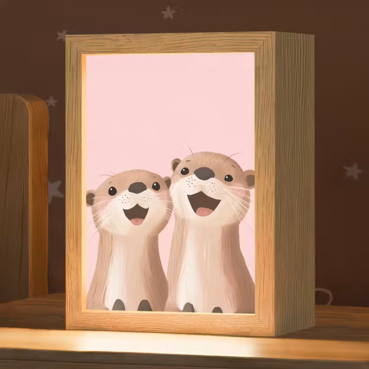Nachtlampje - Otters - Glimlach - Bruin — 1