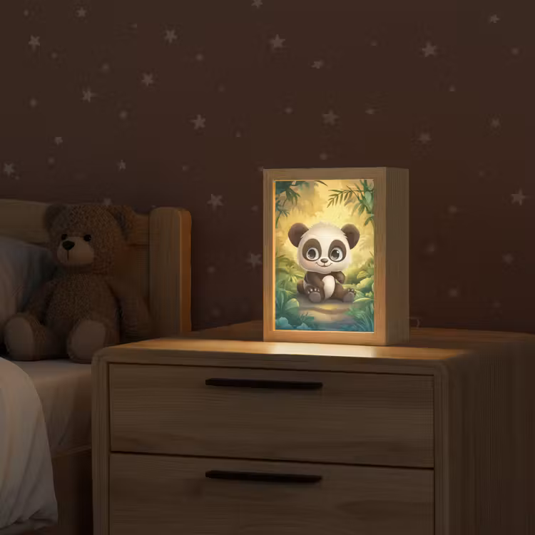 Nachtlampje - Panda - Cartoon - Bamboebos - Zwart — 2