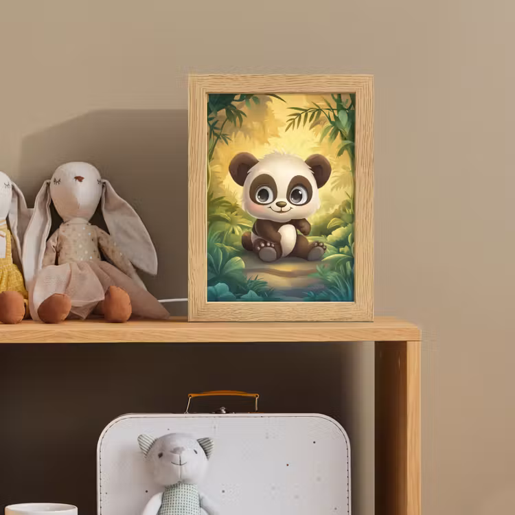 Nachtlampje - Panda - Cartoon - Bamboebos - Zwart — 3