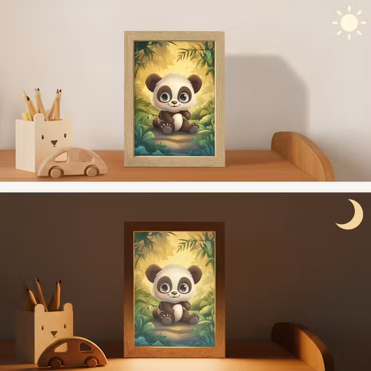 Nachtlampje - Panda - Cartoon - Bamboebos - Zwart — 5