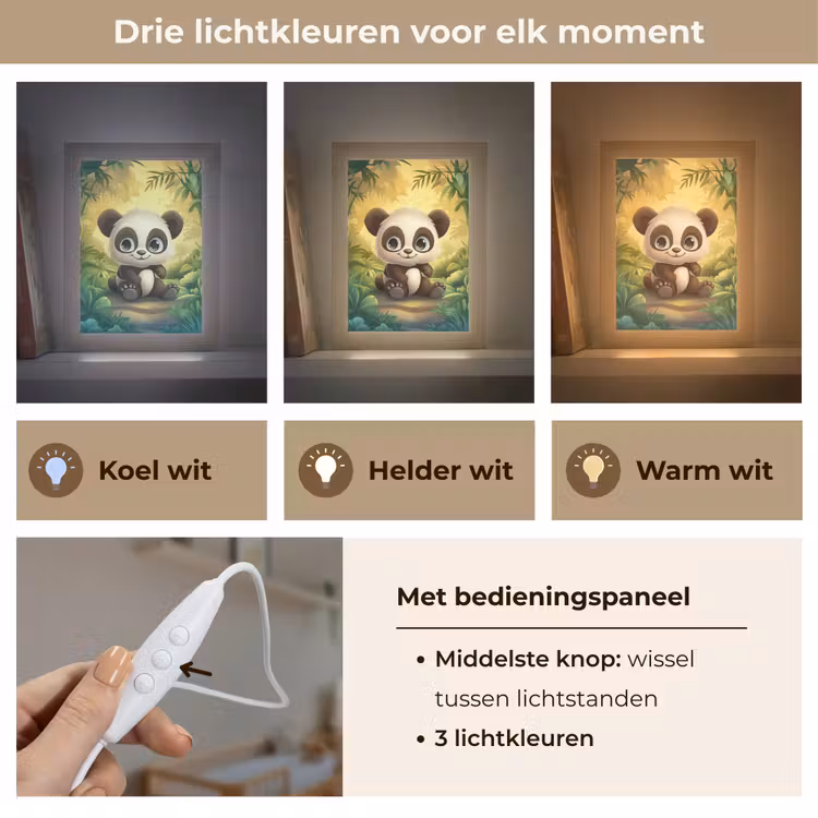 Nachtlampje - Panda - Cartoon - Bamboebos - Zwart — 7