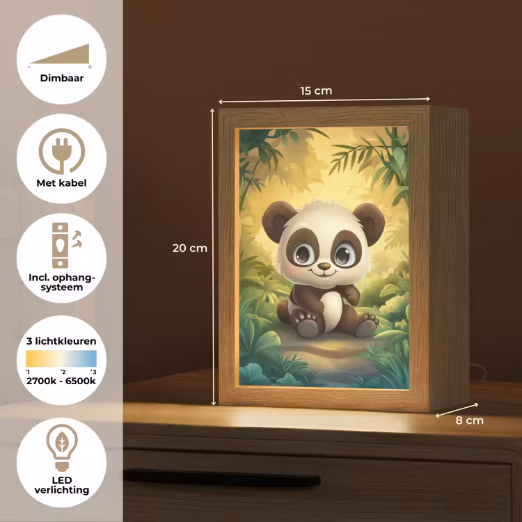 Nachtlampje - Panda - Cartoon - Bamboebos - Zwart — 8