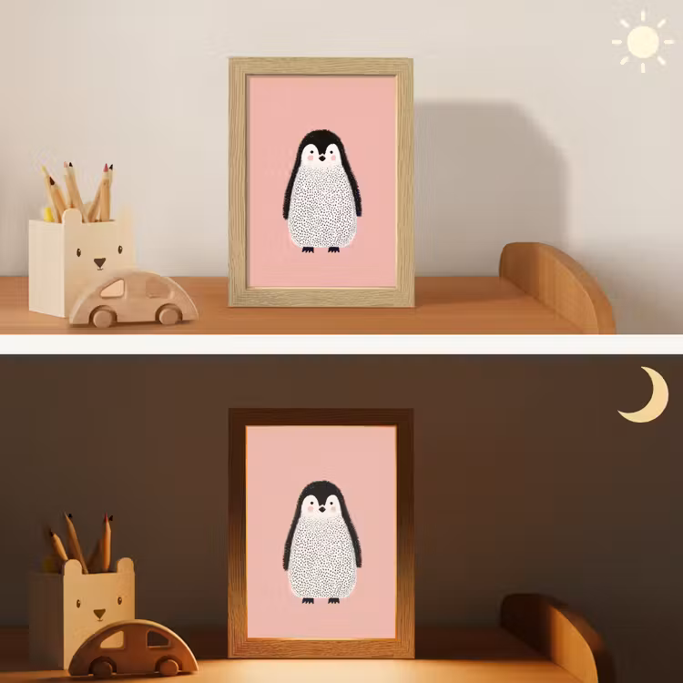 Nachtlampje - Pinguïn - Stippen - Minimalistisch - Roze — 5