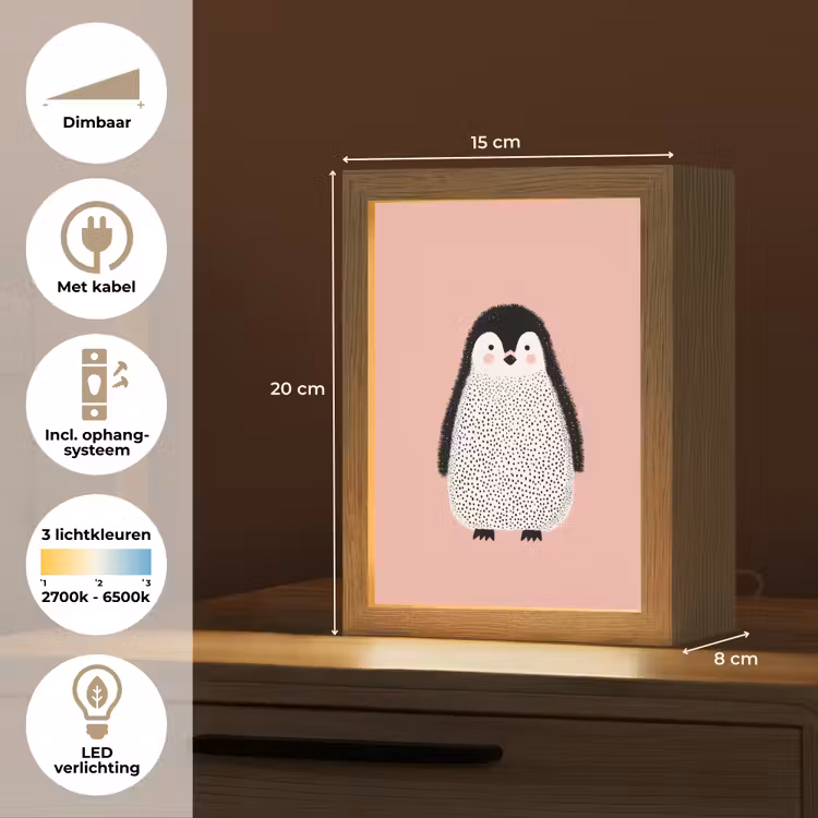 Nachtlampje - Pinguïn - Stippen - Minimalistisch - Roze — 8