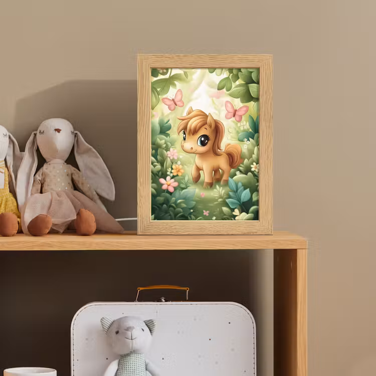 Nachtlampje - Pony - Bruin - Cartoon - Vlinders — 3