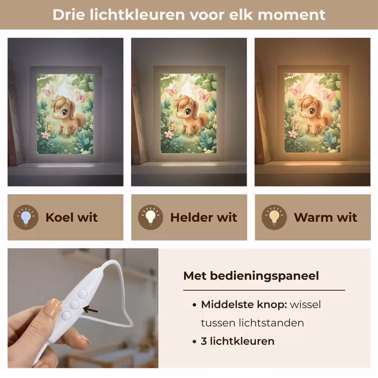 Nachtlampje - Pony - Bruin - Cartoon - Vlinders — 7