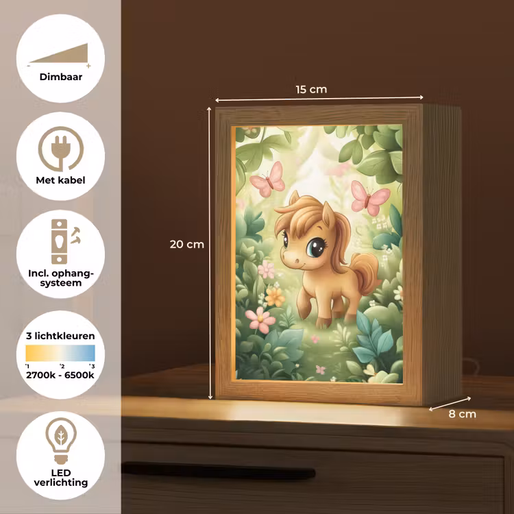 Nachtlampje - Pony - Bruin - Cartoon - Vlinders — 8
