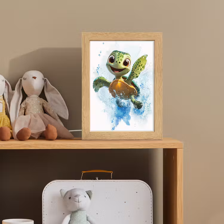 Nachtlampje - Schildpad - Cartoon - Water - Groen — 3