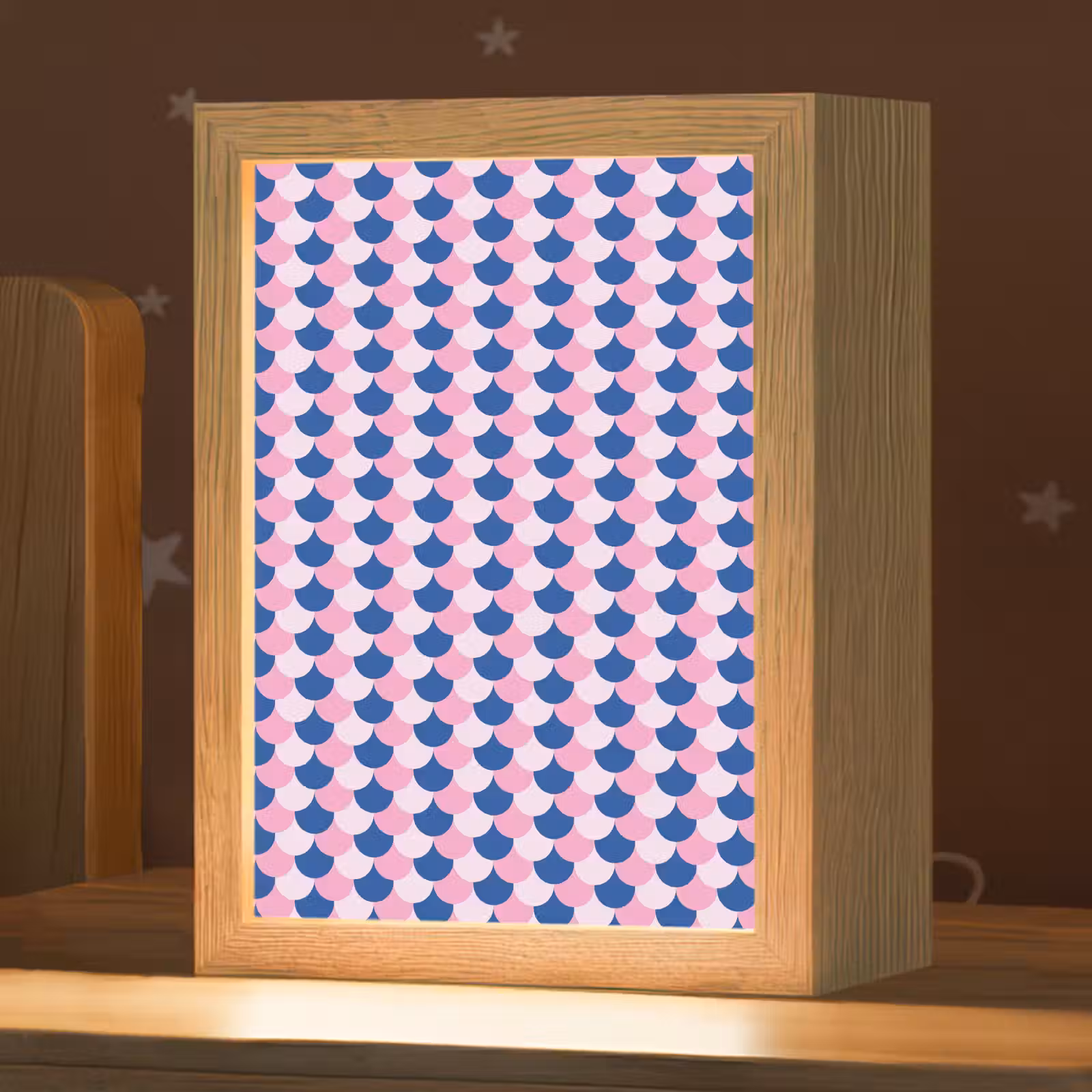 Nachtlampje - Patroon - Schubben - Blauw - Roze — 1