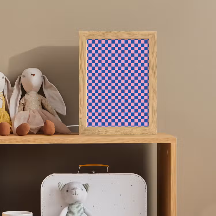 Nachtlampje - Dambord - Blauw - Patroon - Roze — 3
