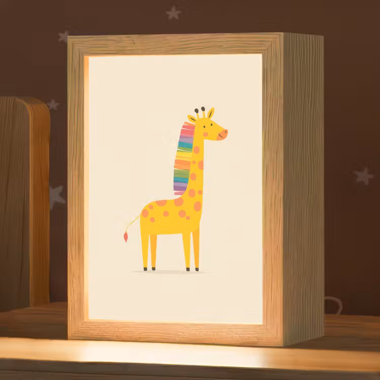 Nachtlampje - Giraffe - Regenboogmanen - Beige — 1