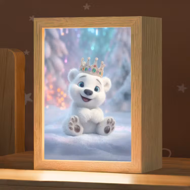 Nachtlampje - Ijsbeerwelp - Sneeuw - Lichtjes - Kroon — 1