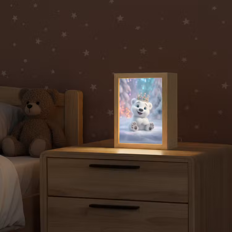 Nachtlampje - Ijsbeerwelp - Sneeuw - Lichtjes - Kroon — 2