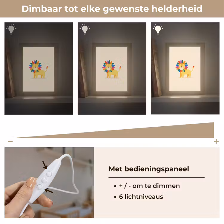 Nachtlampje - Leeuw - Kleurrijke manen - Beige — 6