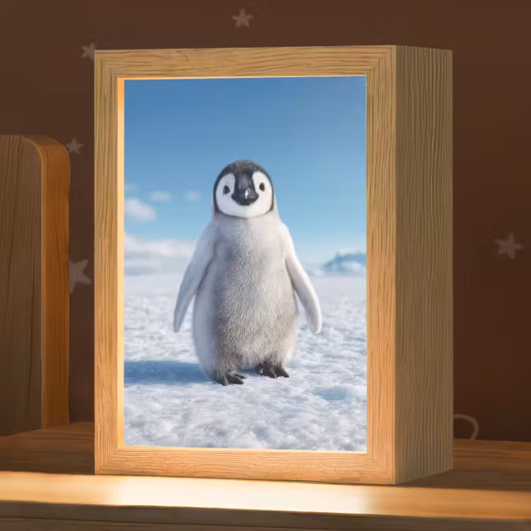Nachtlampje - Pinguïn - Sneeuw - Landschap - Wit — 1