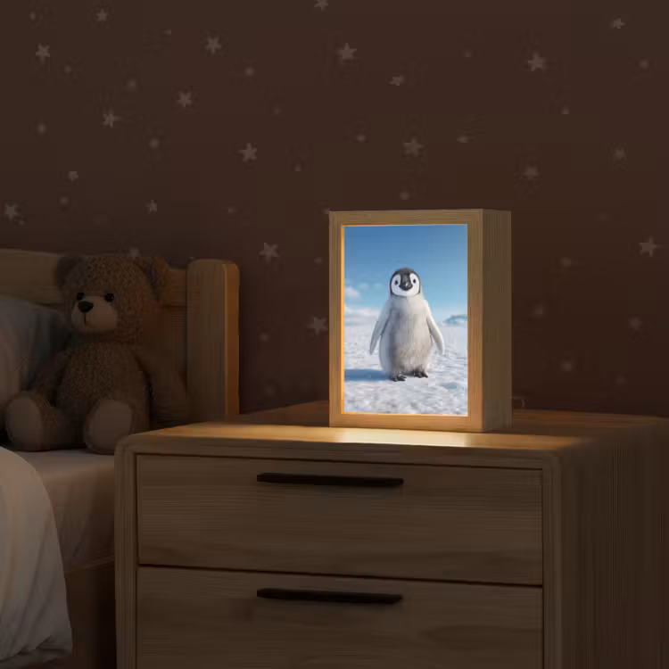 Nachtlampje - Pinguïn - Sneeuw - Landschap - Wit — 2