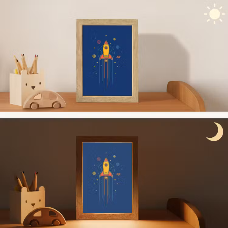 Nachtlampje - Raket - Blauw - Sterren — 5