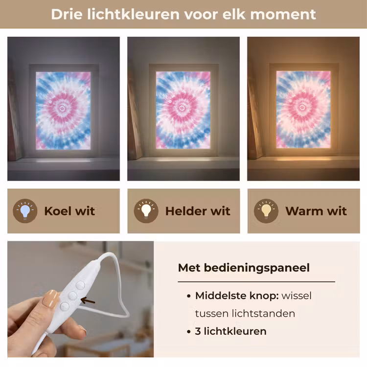 Nachtlampje - Tie-dye - Roze - Patroon — 7