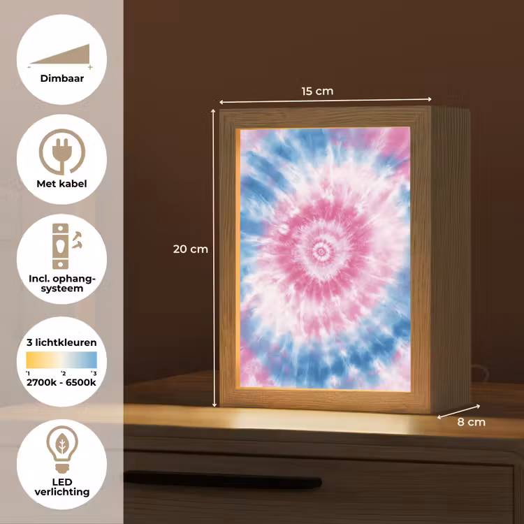 Nachtlampje - Tie-dye - Roze - Patroon — 8