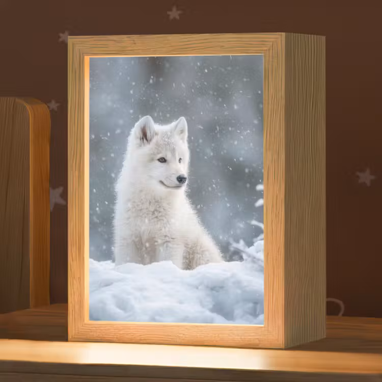 Nachtlampje - Wolf - Pup - Sneeuw — 1