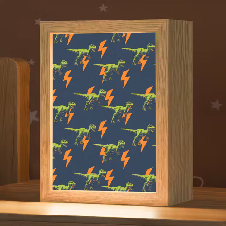Nachtlampje - Bliksemschichten - Oranje - Dinosaurussen — 1