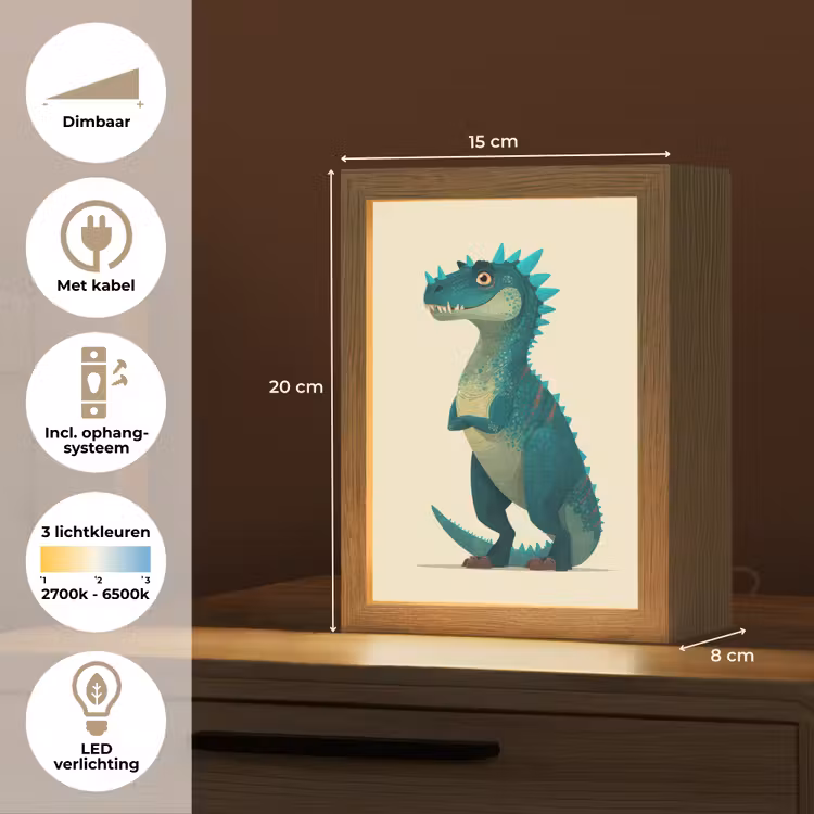 Nachtlampje - Dinosaurus - Turquoise - Stekels — 8