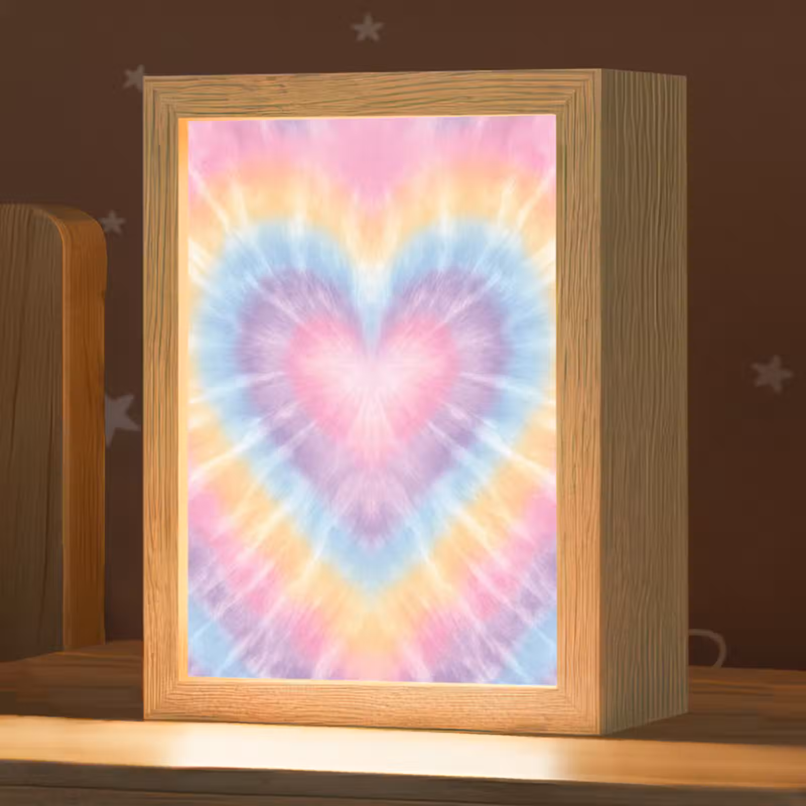 Nachtlampje - Hartvorm - Pastelkleuren - Tie Dye — 1