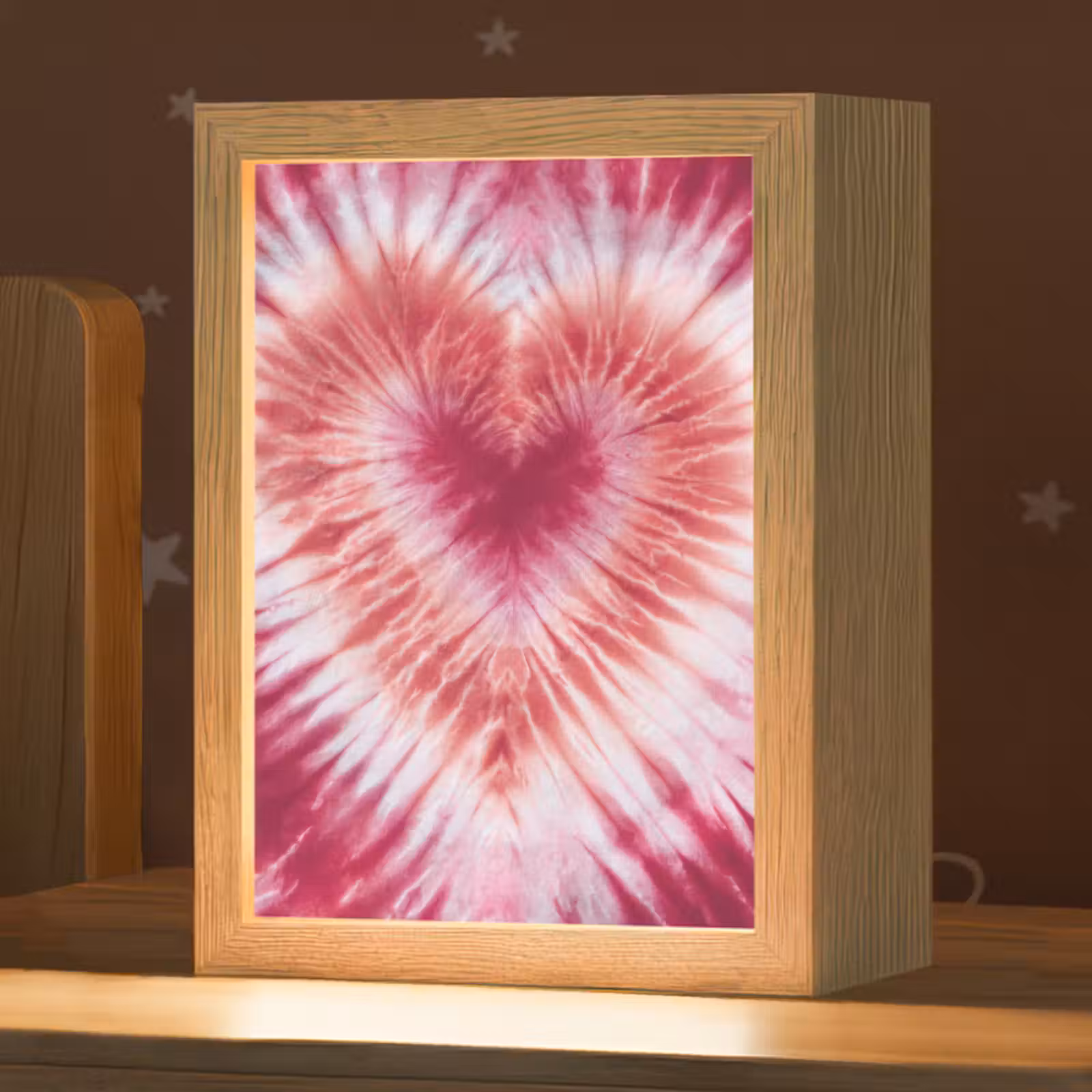 Nachtlampje - Hartvorm - Roze - Tie dye — 1