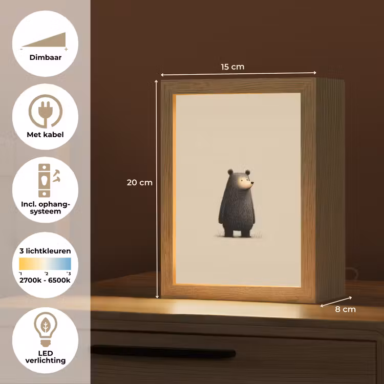 Nachtlampje - Beer - Donkerbruin - Minimalistisch — 8