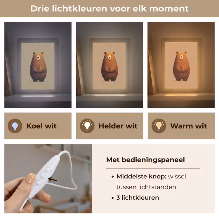 Nachtlampje - Beer - Minimalistisch - Bruin — 7