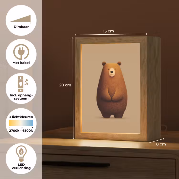 Nachtlampje - Beer - Minimalistisch - Bruin — 8