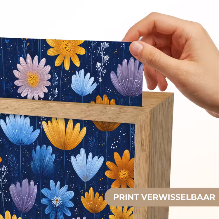 Nachtlampje - Bloemen - Patroon - Blauw - Contrast — 4