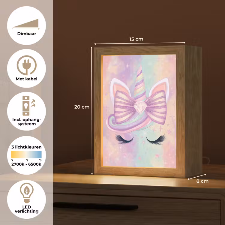 Nachtlampje - Eenhoorn - Glitters - Regenboog - Pastel — 8