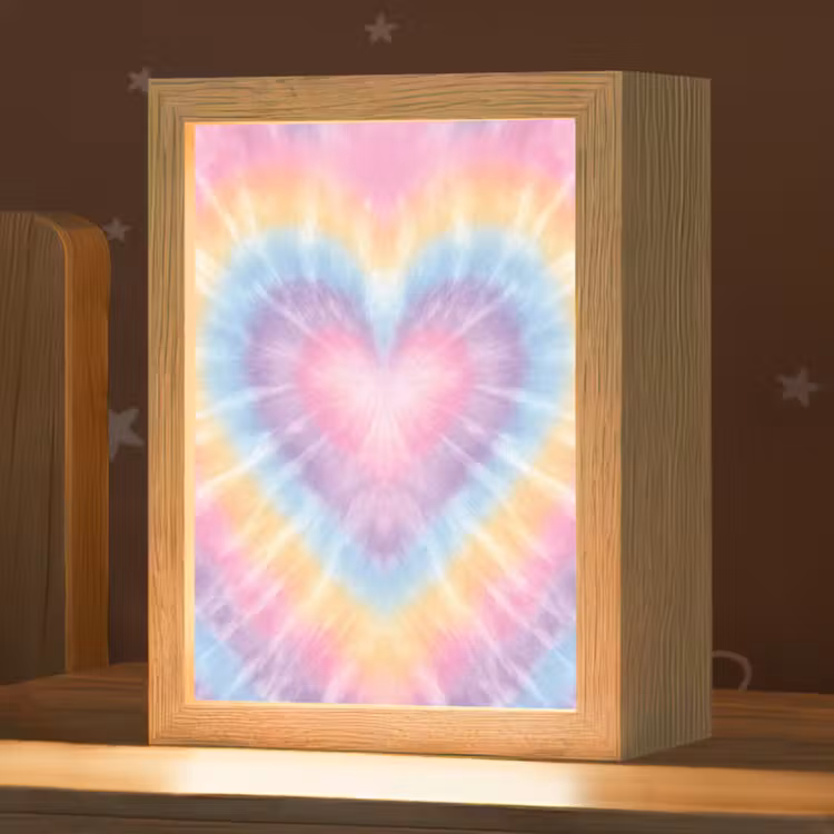 Nachtlampje - Hartvorm - Pastelkleuren - Tie Dye — 1
