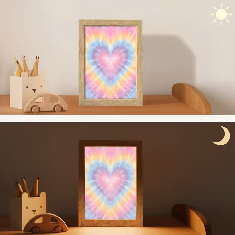 Nachtlampje - Hartvorm - Pastelkleuren - Tie Dye — 5