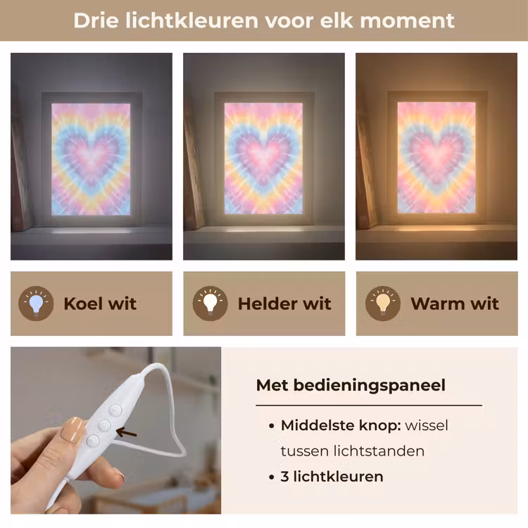 Nachtlampje - Hartvorm - Pastelkleuren - Tie Dye — 7