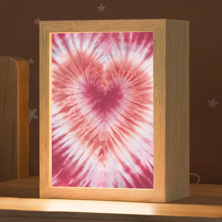 Nachtlampje - Hartvorm - Roze - Tie dye — 1
