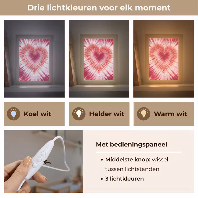 Nachtlampje - Hartvorm - Roze - Tie dye — 7