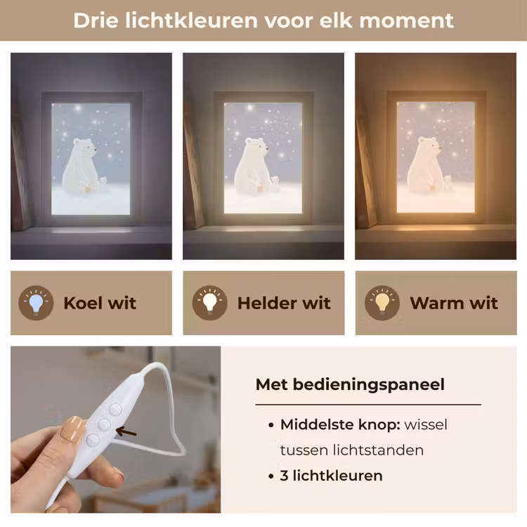 Nachtlampje - Ijsbeer - Sneeuw - Sterren - Blauw — 7