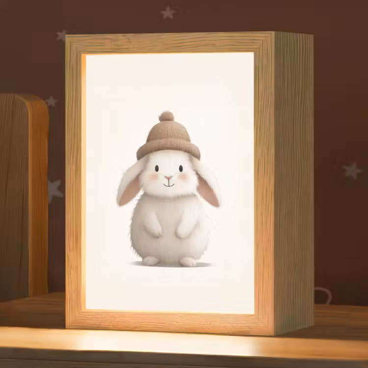 Nachtlampje - Konijn - Muts - Oren - Beige — 1