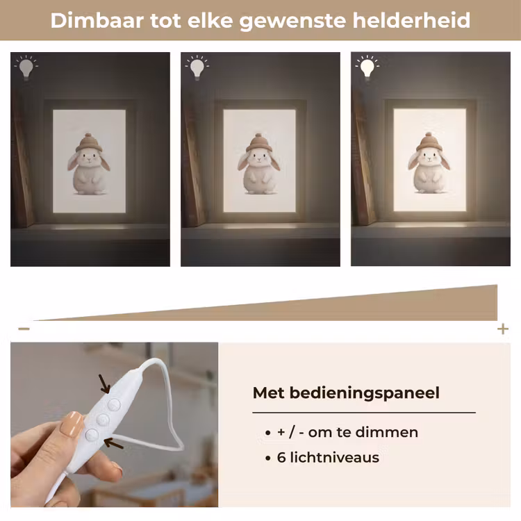 Nachtlampje - Konijn - Muts - Oren - Beige — 6