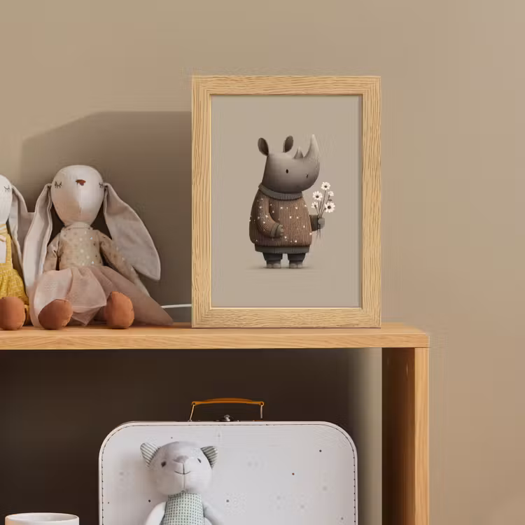 Nachtlampje - Neushoorn - Witte bloemen - Lief — 3